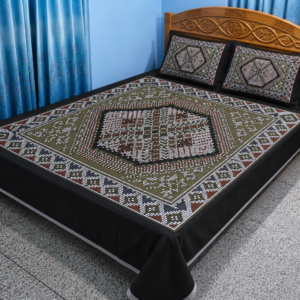 Home king size cotton bedsheet with – 3 pecs set – dark olive green