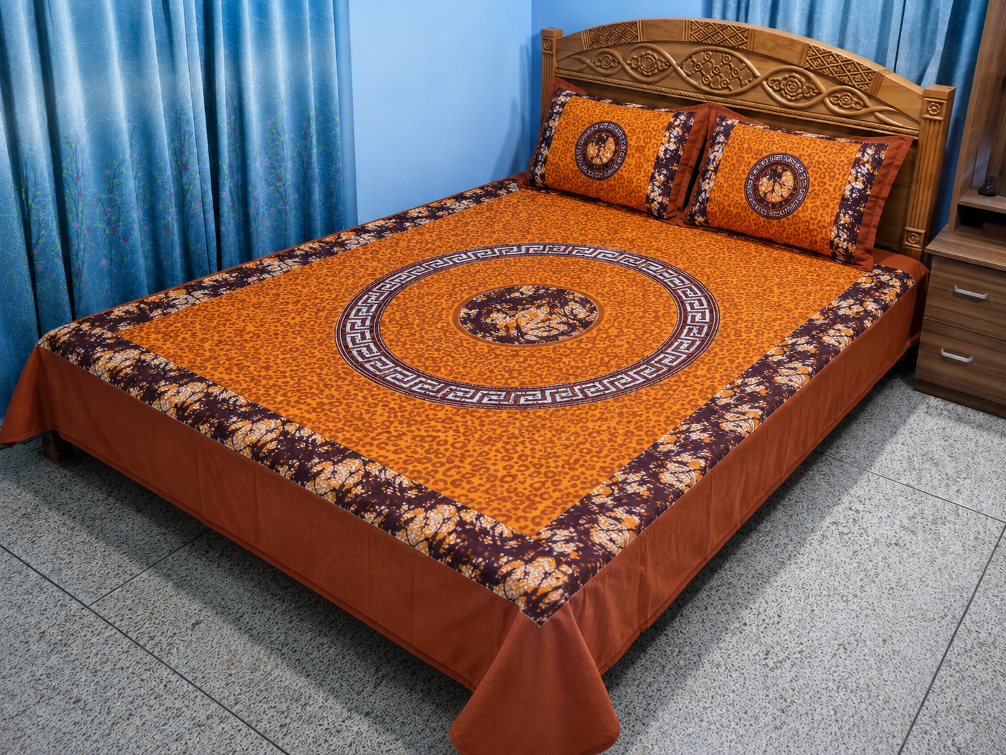 king size cotton bedsheet with – 3 pecs set – king size cotton bedsheet with – 3 pecs set –