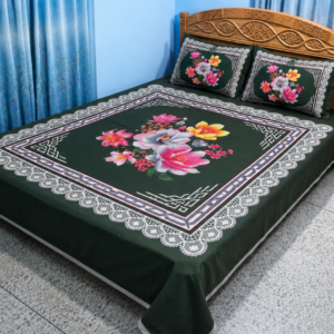 Home king size cotton bedsheet with – 3 pecs set – solid deep forest green solid, deep forest green