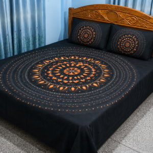 Home king size cotton bedsheet with – 3 pecs set – dark dark, bohemian inspired